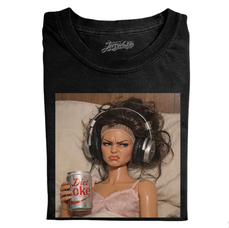 SARCASTIC DOLL FACE MEME T-SHIRT, DIET COKE DOLL GRAPHIC SHIRT TR-0082