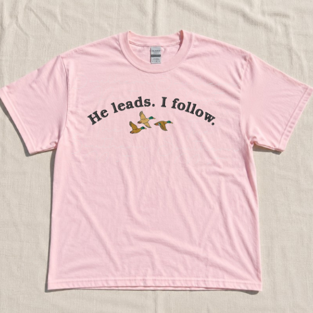 HE LEADS. I FOLLOW EMBROIDERED TEE BN-00040