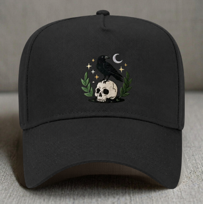 EMBROIDERED WITCHY CROW SKULL HAT TR-0004