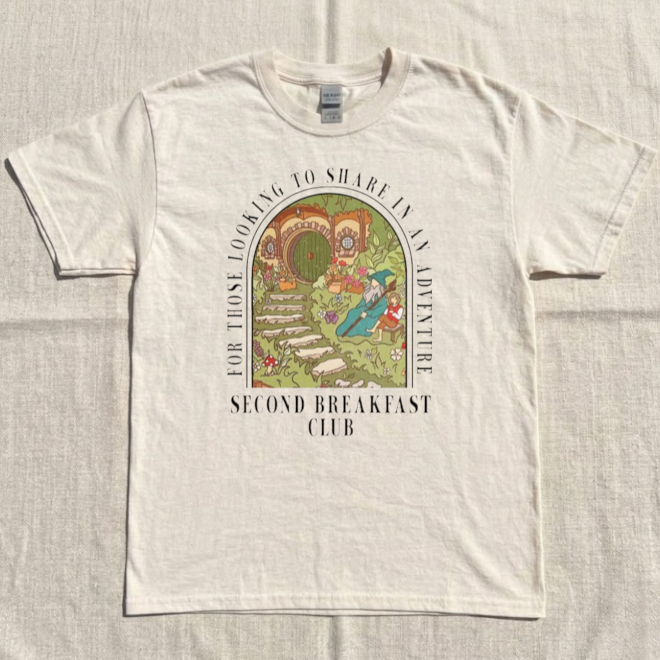 SECOND BREAKFAST CLUB TEE, ADVENTURE BOOKISH TEE, FANTASSY BOOK LOVER TOP BN-00255