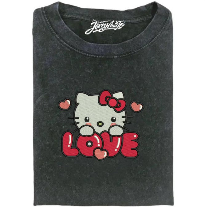 EMBROIDERED VALENTINE KITTY TEE XIU-0089