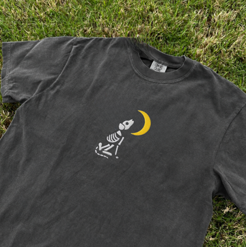 SKELETON DOG MOON EMBROIDERED TEE TR-0038