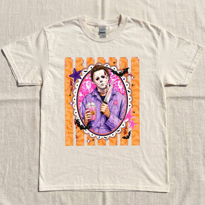 RETRO HALLOWEEN CHARACTERS MICHAEL SCARY MOVIE TEE BN-00086