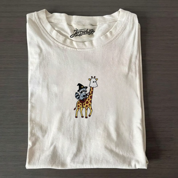 GIRAFFE BOO HALLOWEEN EMBROIDERED TEE TR-0002