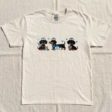 WIENER DACHSHUND NURSE EMBROIDERED TEE TR-0039