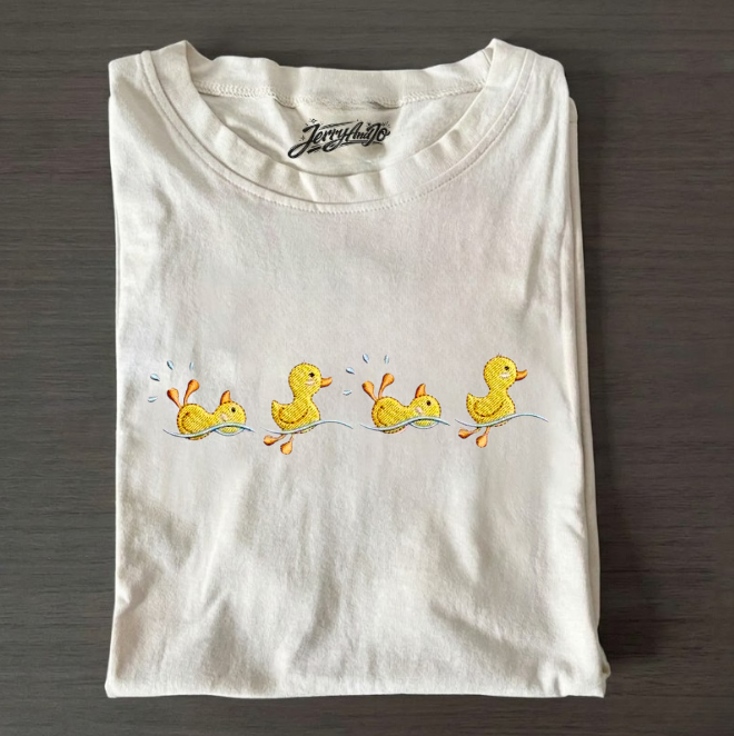 CUTE DUCK, BABY DUCK BORDER EMBROIDERED TEE BN-00018