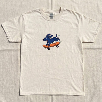 DOG ON SKATEBOARD EMBROIDERED TEE TR-0040