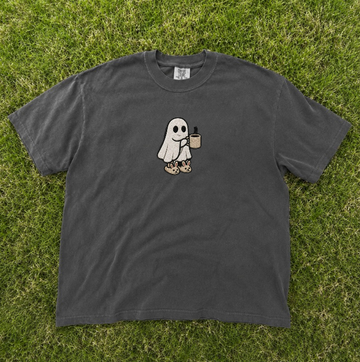 COZY GHOST CUTE HALLOWEEN, HOT CAPUCHINO GHOST EMBROIDERED TEE/ SWEATSHIRT/ HOODI BN-00079