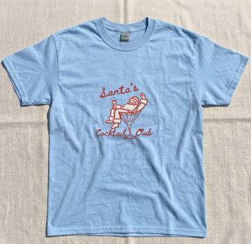 EMBROIDERED SANTA'S COCKTAIL CLUB TEE XIU-0032