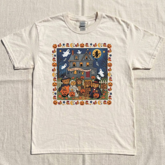 HALLOWEEN TEDDY BEAR TEE, TRICK OR TREATING BEARS TEE BN-00167