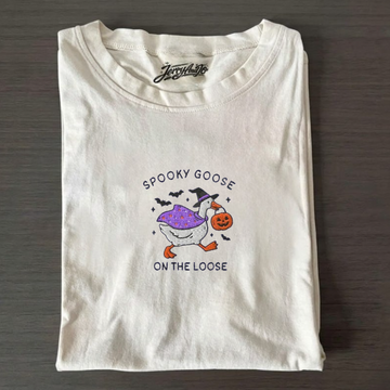 SPOOKY GOOSE EMBROIDERED TEE TR-0007