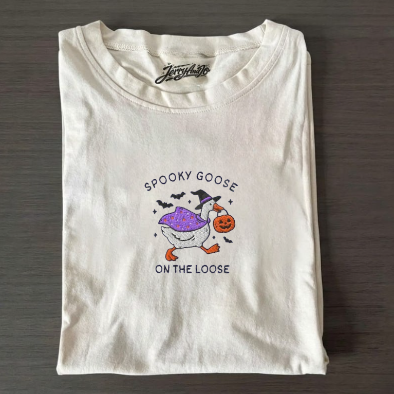 SPOOKY GOOSE EMBROIDERED TEE TR-0007