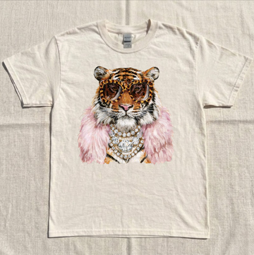 GLAM TIGER, ANIMAL PRINT GRAPHIC TEE BN-00145