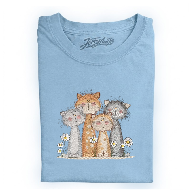 CUTE CATS FAMILY EMBROIDERED TEE BN-00019