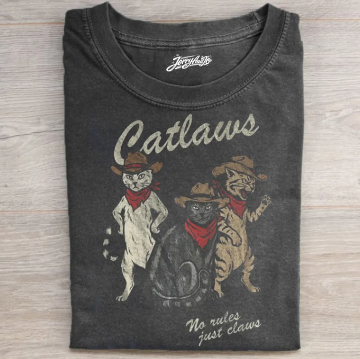 VINTAGE COWBOY CAT GRAPHIC SHIRT TR-00112