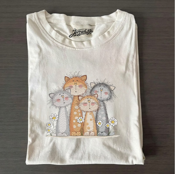 CUTE CATS FAMILY EMBROIDERED TEE BN-00019