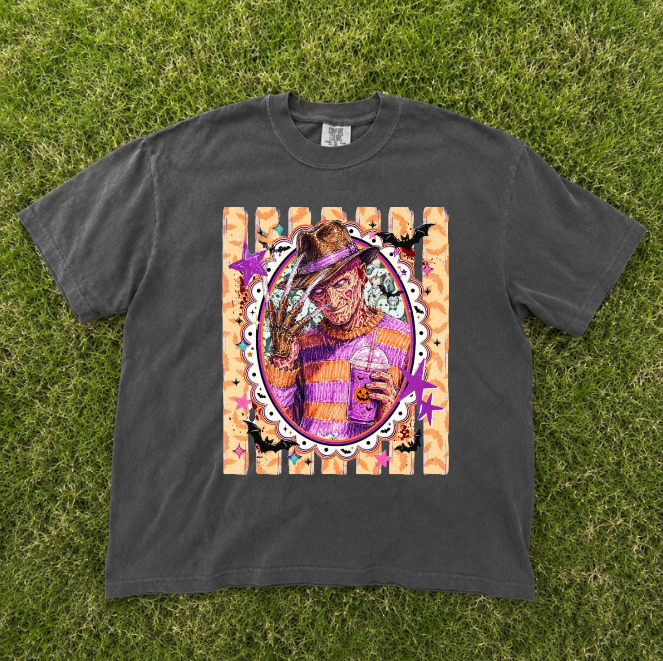 RETRO HALLOWEEN CHARACTERS FREDDY SCARY MOVIE TEE BN-00088