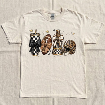 FOOTBALL MOM, COQUETTE FOOTBALL, LEOPARD FOOTBALL GAME DAY TEE BN-00118