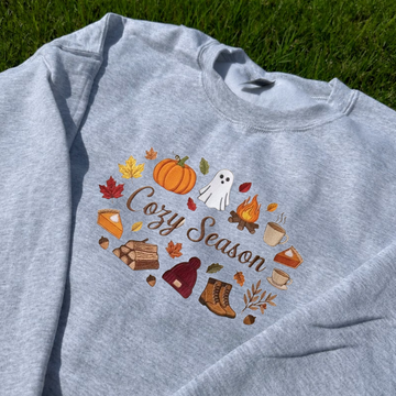 COZY SPOOKY SEASON, AUTUM PUMPKIN EMBROIDERED TEE BN-00031