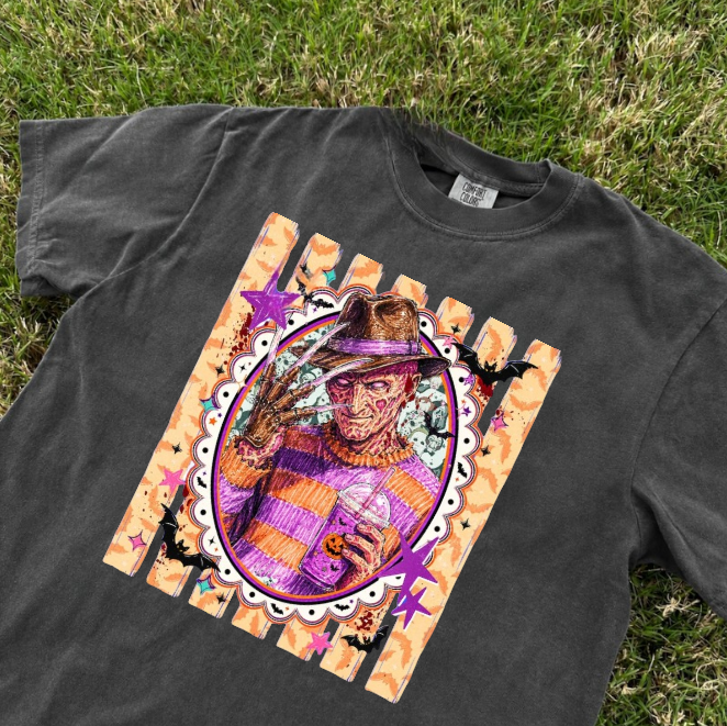 RETRO HALLOWEEN CHARACTERS FREDDY SCARY MOVIE TEE BN-00088