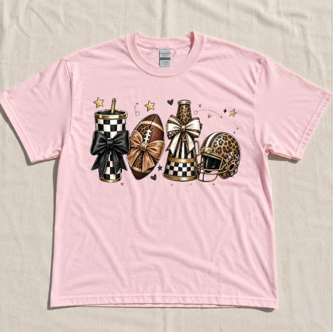 FOOTBALL MOM, COQUETTE FOOTBALL, LEOPARD FOOTBALL GAME DAY TEE BN-00118