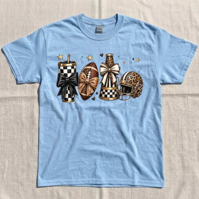 FOOTBALL MOM, COQUETTE FOOTBALL, LEOPARD FOOTBALL GAME DAY TEE BN-00118