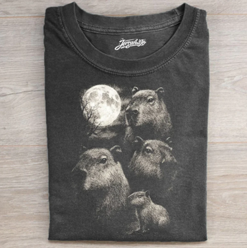 CAPYBARA FULL MOON VINTAGE GRAPHIC SHIRT TR-00114