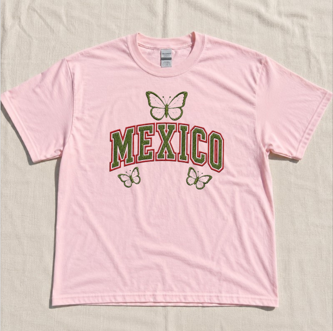 BUTTERFLY COUNTRY, VARSITY MEXICO EMBROIDERED TEE BN-00032