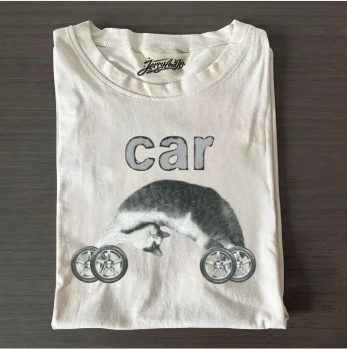 CAT CAR FUNNY SHIRT NN-0007