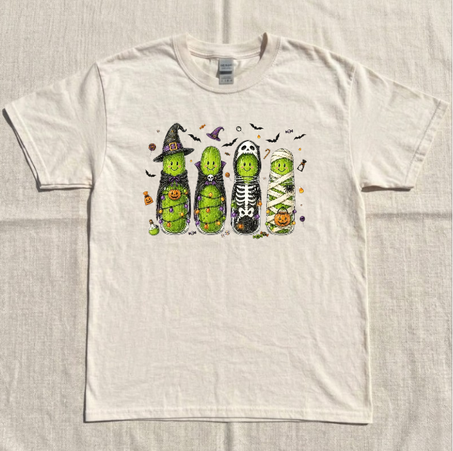 SPOOKY PICKLE TEE, TRICK OR TREAT GHOST WITCH CAMPIRE TEE BN-00106