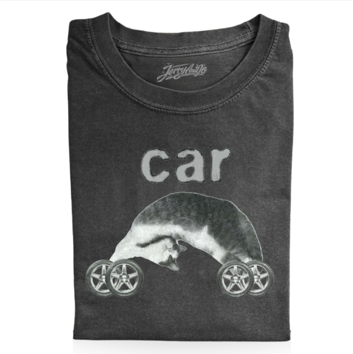 CAT CAR FUNNY SHIRT NN-0007