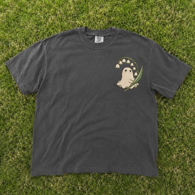 CUTE GHOST FLOWER EMBROIDERED TEE BN-00080