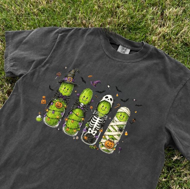 SPOOKY PICKLE TEE, TRICK OR TREAT GHOST WITCH CAMPIRE TEE BN-00106