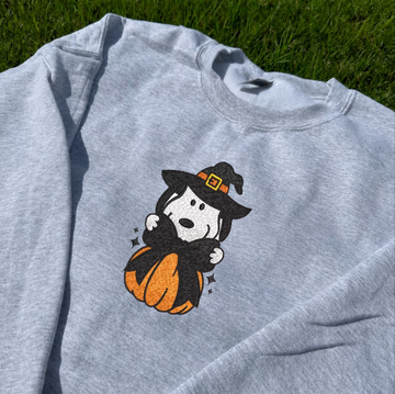CUTE HALLOWEEN SNOOPY PUMPKIN EMBROIDERED TEE BN-00033