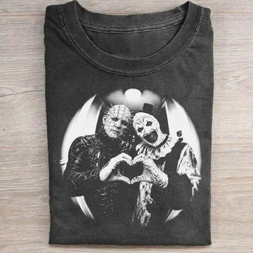 PINHEAD AND ART THE CLOWN HEART T-SHIRT TR-00292