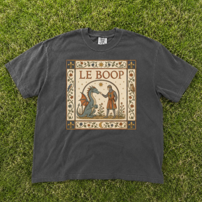 LE BOOP DRAGON TEE, MEDIEVAL TEE, FUNNY KINGHT AND DRAGON TEE BN-00266