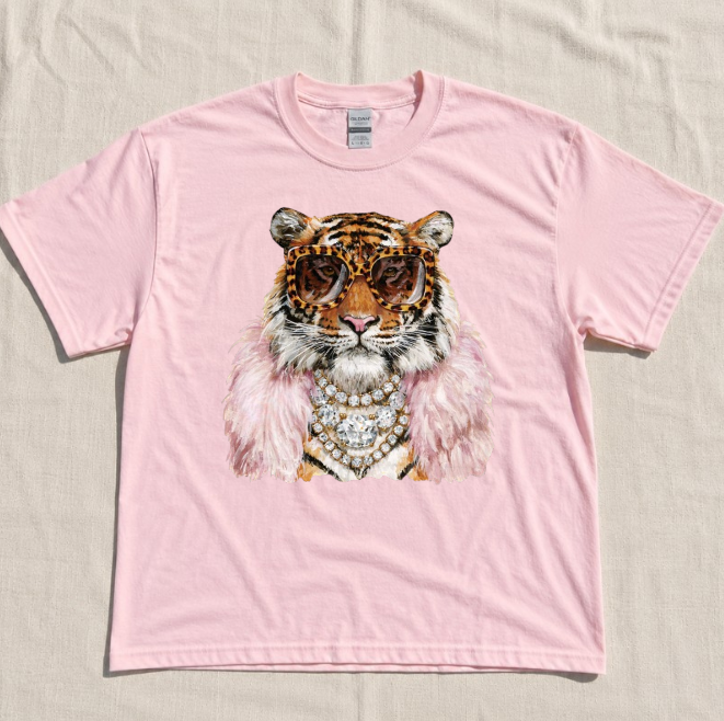 GLAM TIGER, ANIMAL PRINT GRAPHIC TEE BN-00145