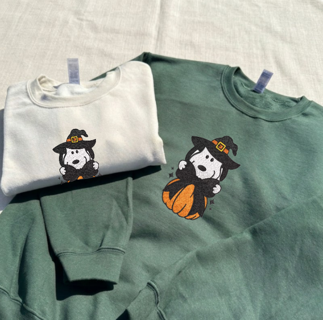 CUTE HALLOWEEN SNOOPY PUMPKIN EMBROIDERED TEE BN-00033