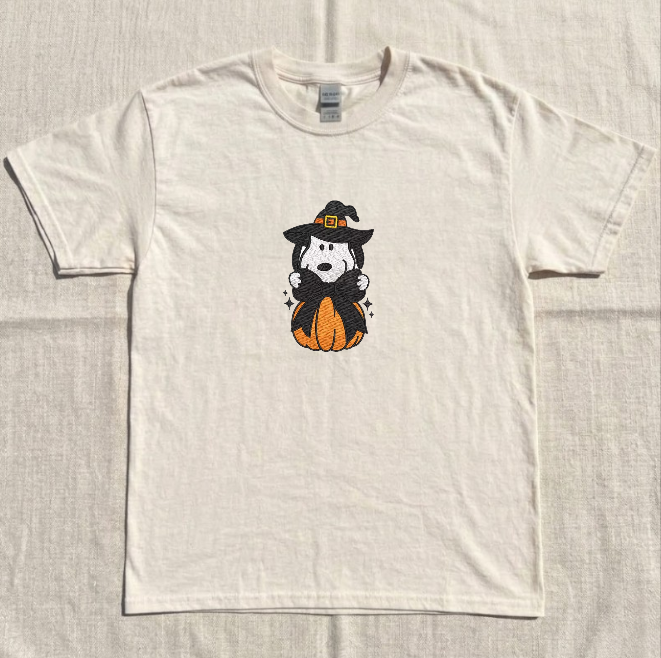 CUTE HALLOWEEN SNOOPY PUMPKIN EMBROIDERED TEE BN-00033