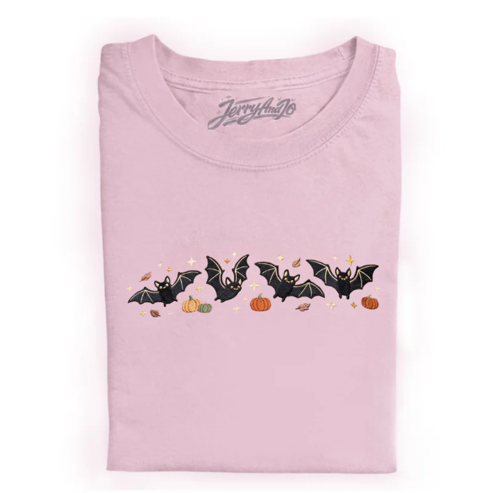 BATS AND PUMPKINS EMBROIDERED TEE TR-0021
