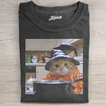 VINTAGE WITCH CAT T-SHIRT TR-00226