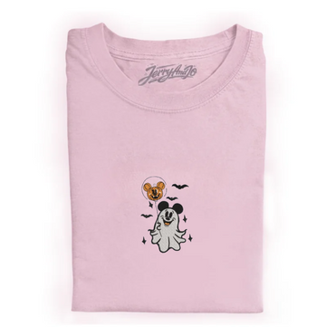 CUTE GHOST MOUSE EMBROIDERED TEE TR-0025