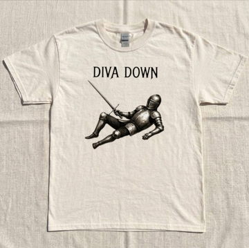 DIVA DOWN KNIGHT TEE, FUNNY MEDIEVAL ARMOR TEE BN-00293