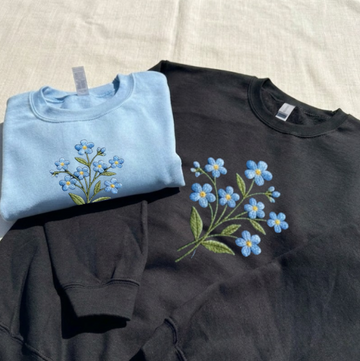 FORGET ME NOT FLORAL EMBROIDERED TEE/ SWEATSHIRT/ HOODIE BN-00075