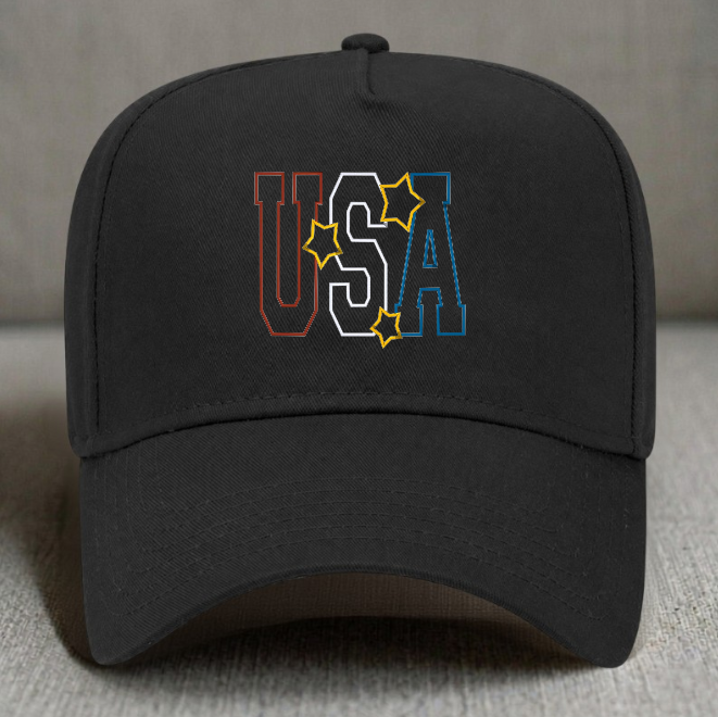 USA STARS APPIQUE EMBROIDERED BASEBALL HAT BN-0005