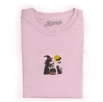 WITCH CAT EMBROIDERED TEE TR-0026