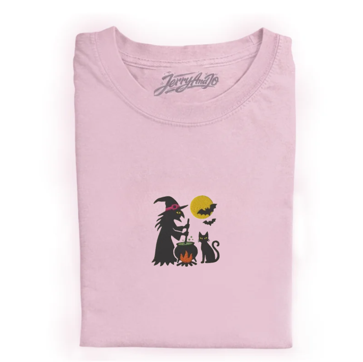 WITCH CAT EMBROIDERED TEE TR-0026