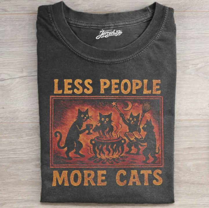 VINTAGE LESS PEOPLE MORE CATS T-SHIRT TR-00275
