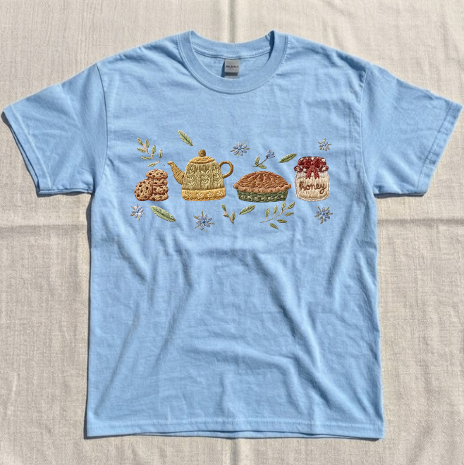 CAKE & TEA EMBROIDERED TEE BN-00034