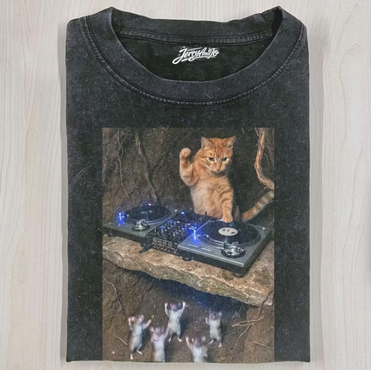 DJ CAT FUNNY CAT MEME T-SHIRT TR-00229